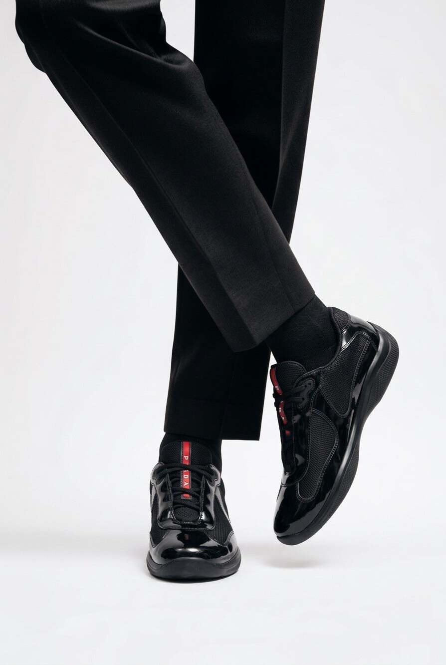 Prada Sport PS0906 Vernice Bike Necro Black Patent Leather Shoes Men Size 9 READ
